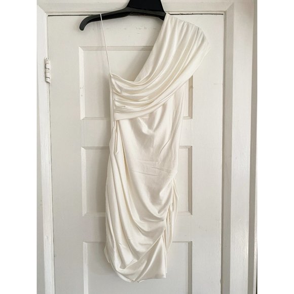 Alexander Wang White Jersey One Shoulder Mini Dress, size 10 (fits like 6/8) - Picture 5 of 9